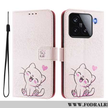Läderfodral Xiaomi 15 Telefonfodral Kattungemotiv