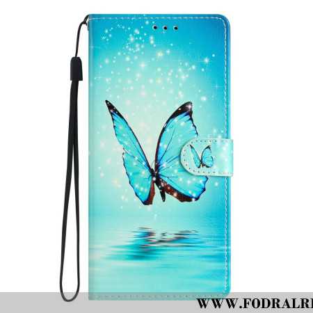 Läderfodral Xiaomi 15t Telefonfodral Blå Fjäril