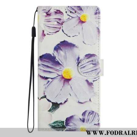 Läderfodral Xiaomi 17 Telefonfodral Lila Blommor