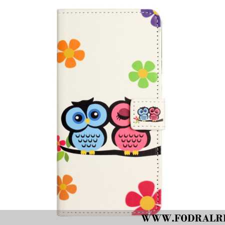 Läderfodral Xiaomi Redmi Note 14 4g Telefonfodral Par Ugglor