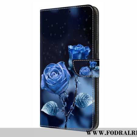Läderfodral Xiaomi Redmi Note 14 Pro 4g Telefonfodral Blå Rosor
