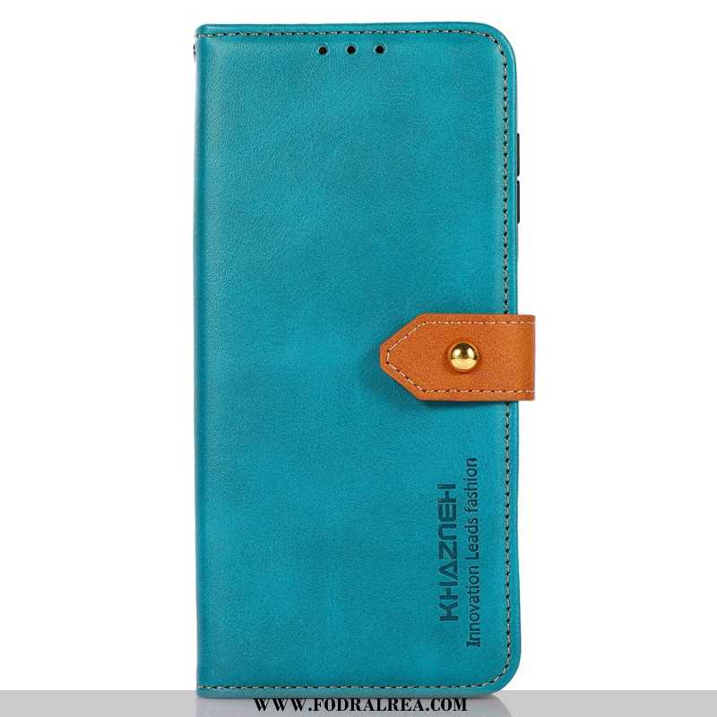 Läderfodral Xiaomi Redmi Note 14 Pro 4g Telefonfodral Guldfärgad Spänne Khazneh