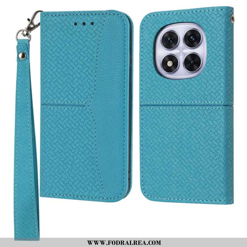 Läderfodral Xiaomi Redmi Note 14 Pro 4g Telefonfodral Vävd Textur Med Rem