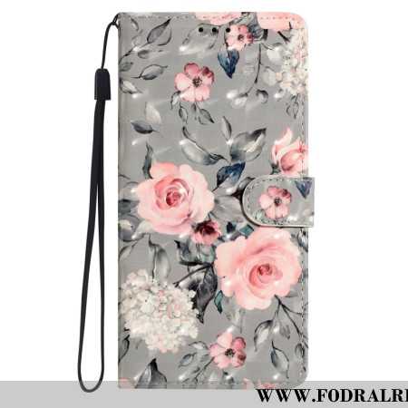 Läderfodral Xiaomi Redmi Note 14 Pro Plus 5g Telefonfodral Rosa 3d-blommor
