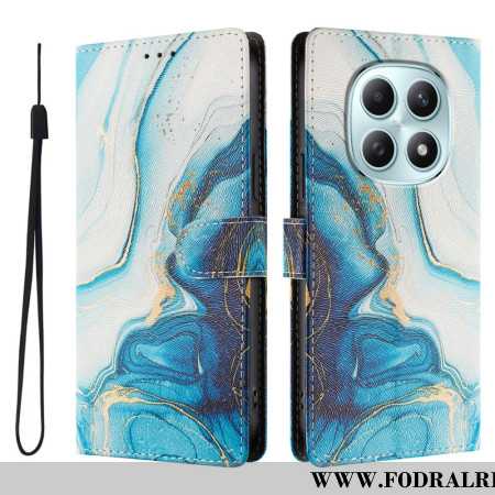 Läderfodral Xiaomi Redmi Note 15 5g Telefonfodral Blå Marmor