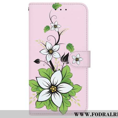 Läderfodral Xiaomi Redmi Note 15 5g Telefonfodral Liljemönster