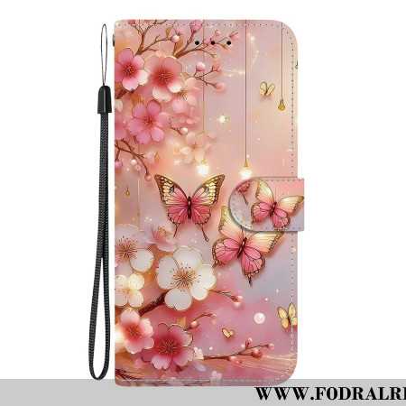 Läderfodral Xiaomi Redmi Note 15 5g Telefonfodral Lykta Fjärilar