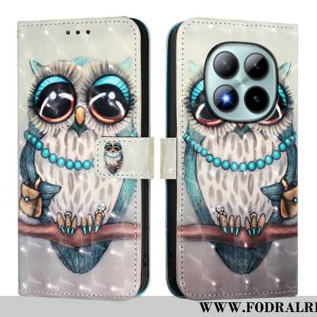 Läderfodral Xiaomi Redmi Note 15 Pro Plus 5g Telefonfodral Grå Uggla