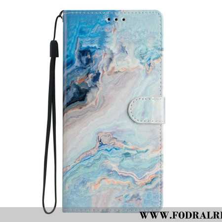 Läderskal Fodral Oppo Reno 14 5g Blå Marmor