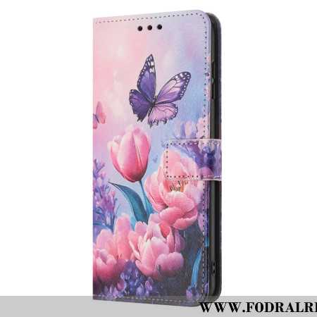 Läderskal Fodral Samsung Galaxy A17 4g / 5g Blomdekor