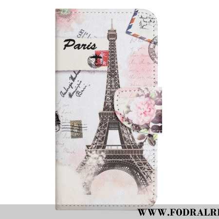 Läderskal Fodral Samsung Galaxy A17 4g / 5g Eiffeltornet I Vintagestil