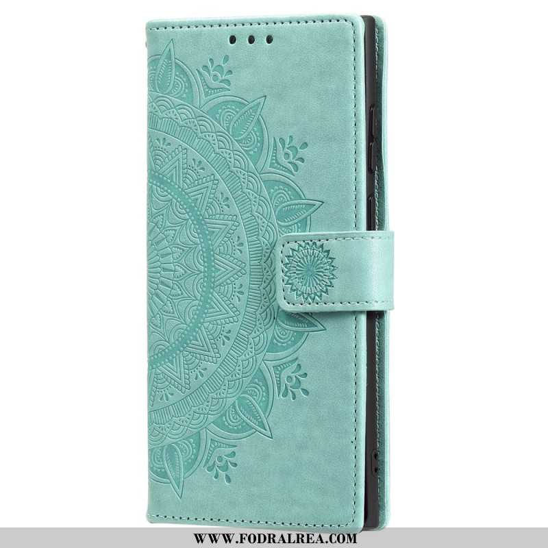 Läderskal Fodral Samsung Galaxy S25 5g Plånbok Med Mandala-solmotiv