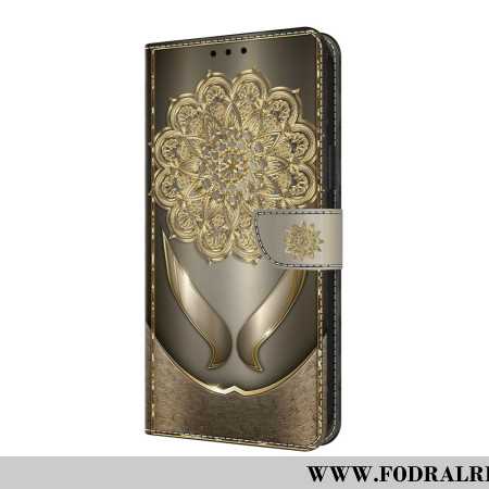 Läderskal Fodral Samsung Galaxy S25 Fe Gyllene Blommor