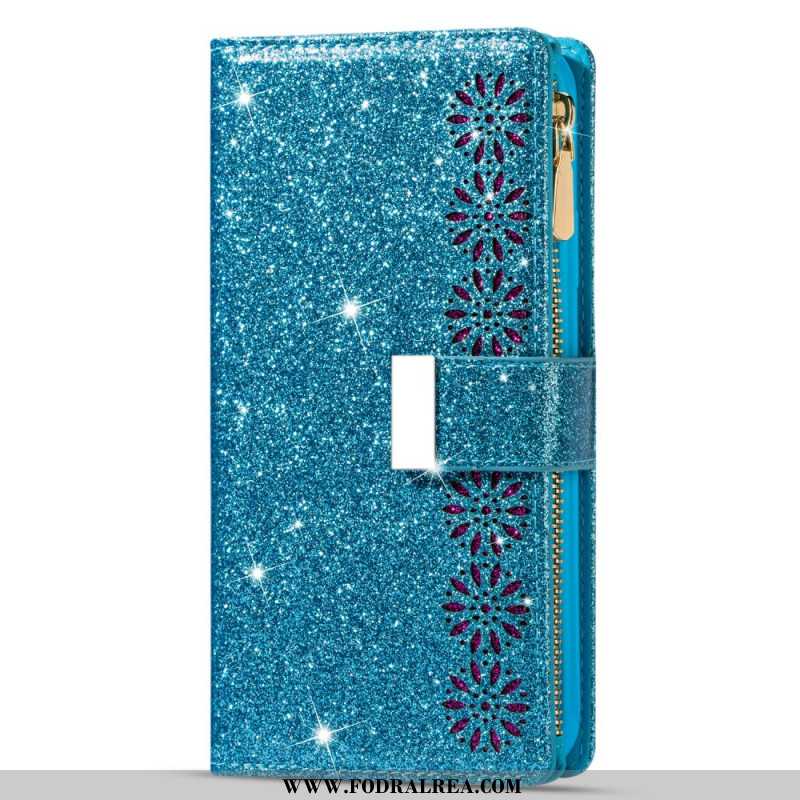 Läderskal Fodral Samsung Galaxy S25 Ultra 5g Paljetter Med Silverspänne