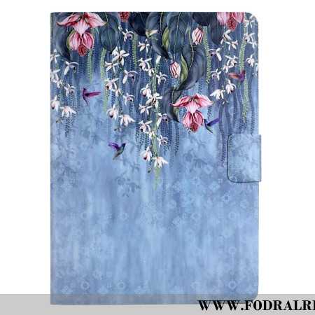 Läderskal Fodral Samsung Galaxy Tab S11 Blommigt Regn