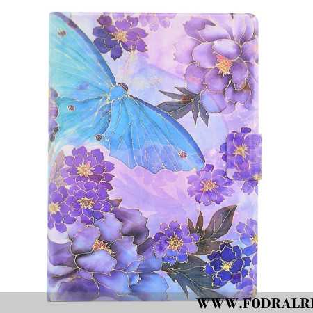 Läderskal Fodral Samsung Galaxy Tab S11 Pioner Och Fjärilar