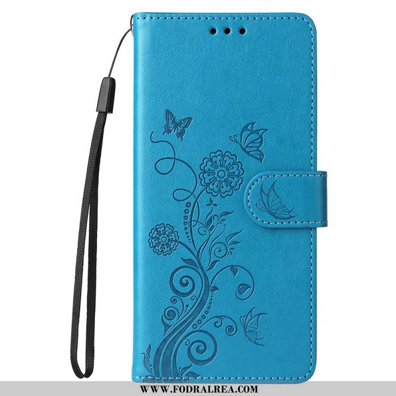 Läderskal Fodral Xiaomi 15 Pro Fjärilar Och Blommor