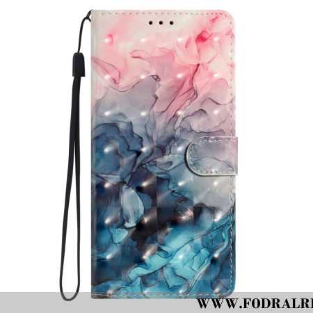 Läderskal Fodral Xiaomi 15 Pro Rosa Och Blå Marmor 3d