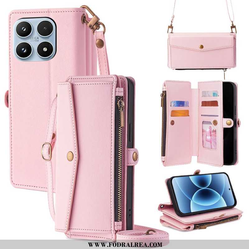 Läderskal Fodral Xiaomi 17 Plånbok Med Axelrem Och Snodd