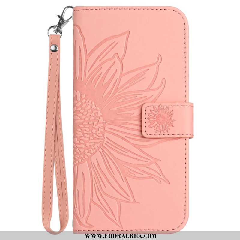 Läderskal Fodral Xiaomi Redmi Note 14 4g Solrostryck Med Snöre