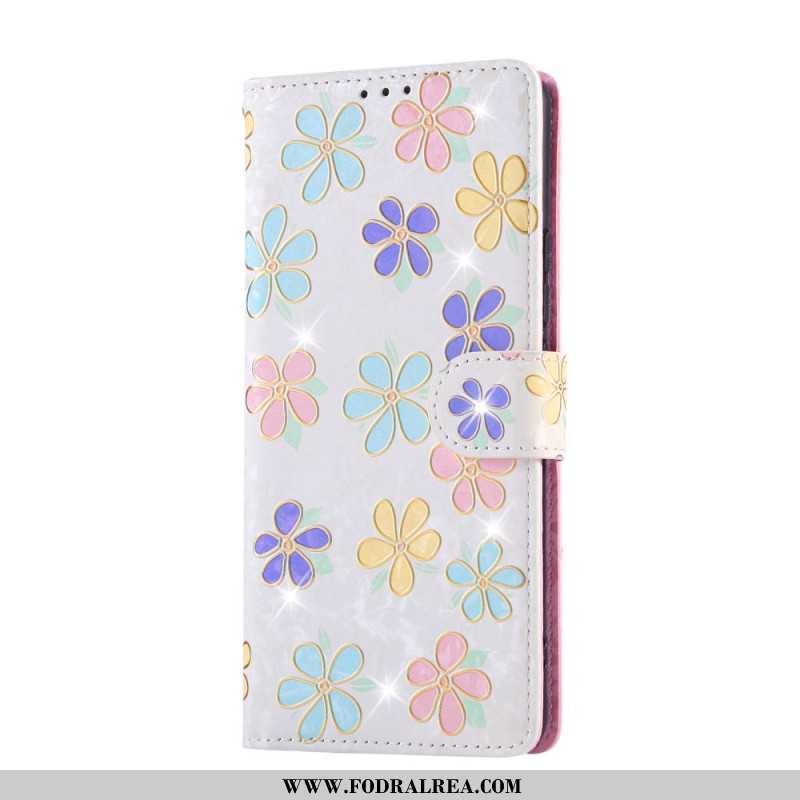 Läderskal Fodral Xiaomi Redmi Note 14 Pro 4g Rfid-blockerande Blommönster