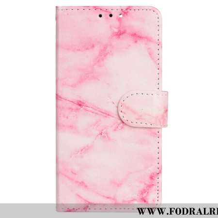 Läderskal Fodral Xiaomi Redmi Note 14 Pro 4g Rosa Marmormönster