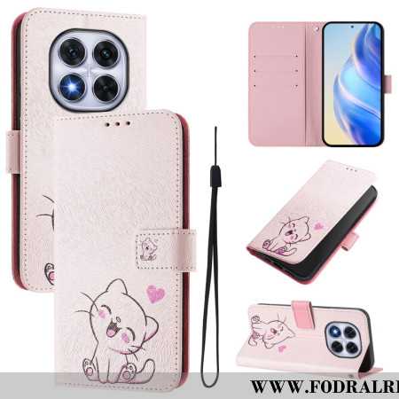 Läderskal Fodral Xiaomi Redmi Note 14 Pro Plus 5g Sött Kattmönster