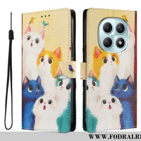 Läderskal Fodral Xiaomi Redmi Note 15 5g Färgglada Katter