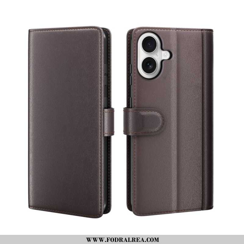 Läderskal Fodral iPhone 17 Plånbok I Äkta Läder