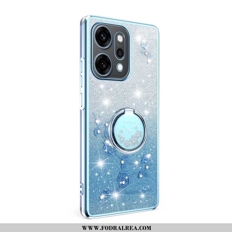 Skal För Oppo Reno 14 5g Blommor Och Strass Med Ringhållare