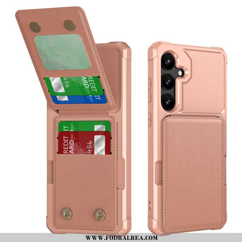 Skal För Samsung Galaxy S25 5g Korthållare Och Stativ Med Metalleffekt