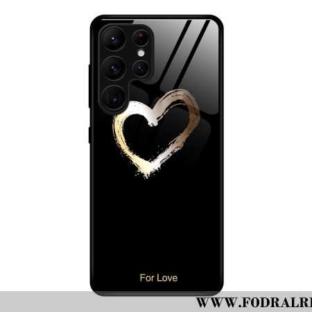 Skal För Samsung Galaxy S25 Ultra 5g Guldhjärta På Svart Bakgrund