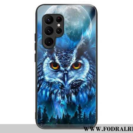 Skal För Samsung Galaxy S25 Ultra 5g Uggla Och Måne I Härdat Glas