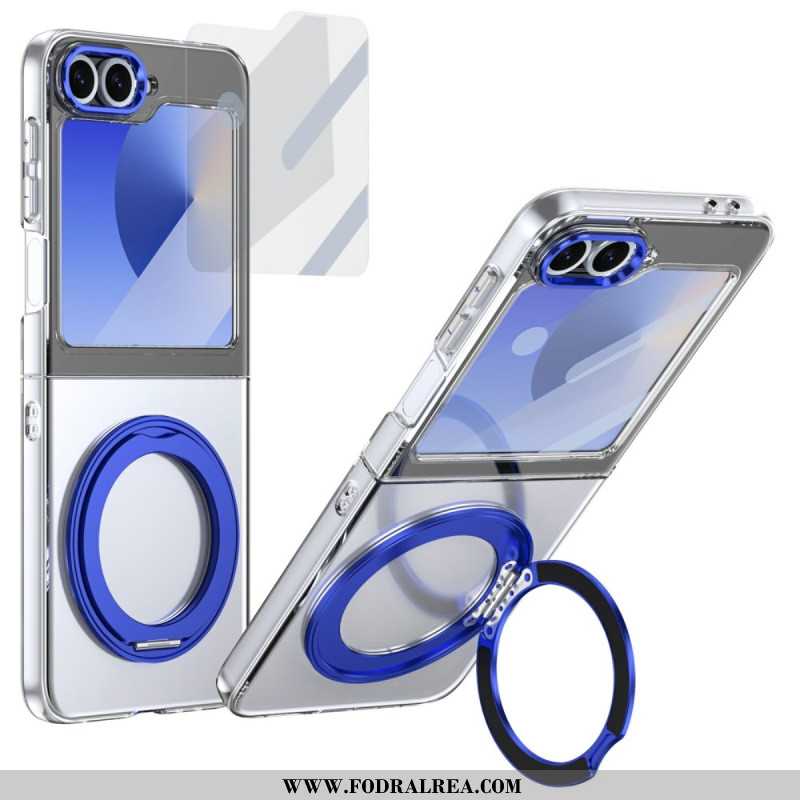 Skal För Samsung Galaxy Z Flip 7 Fe Magnetiskt Stativ Och Hd-skärmskydd