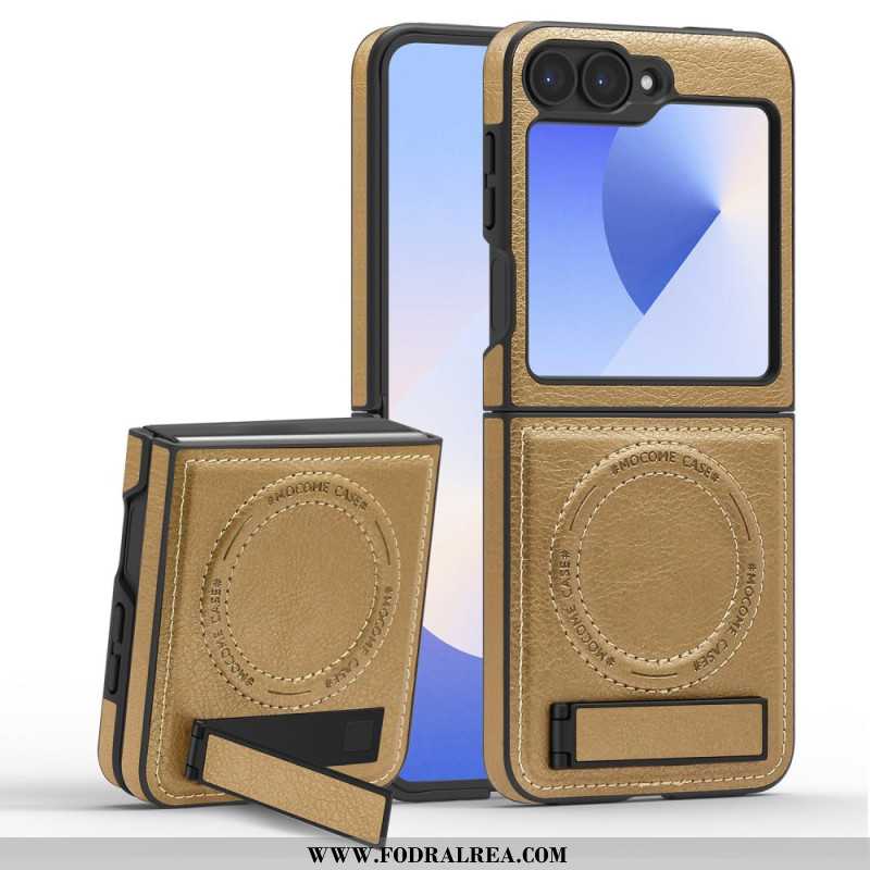 Skal För Samsung Galaxy Z Flip 7 Fe Magsafe-kompatibelt Stativ Med Lädereffekt