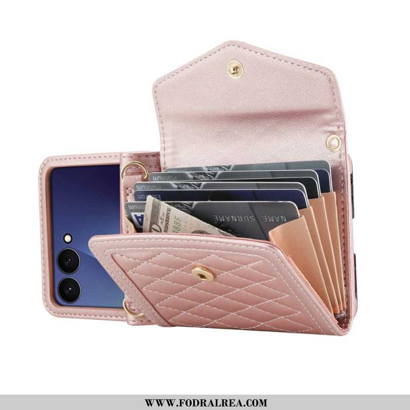 Skal För Samsung Galaxy Z Flip 7 Vadderad Korthållare Och Axelrem