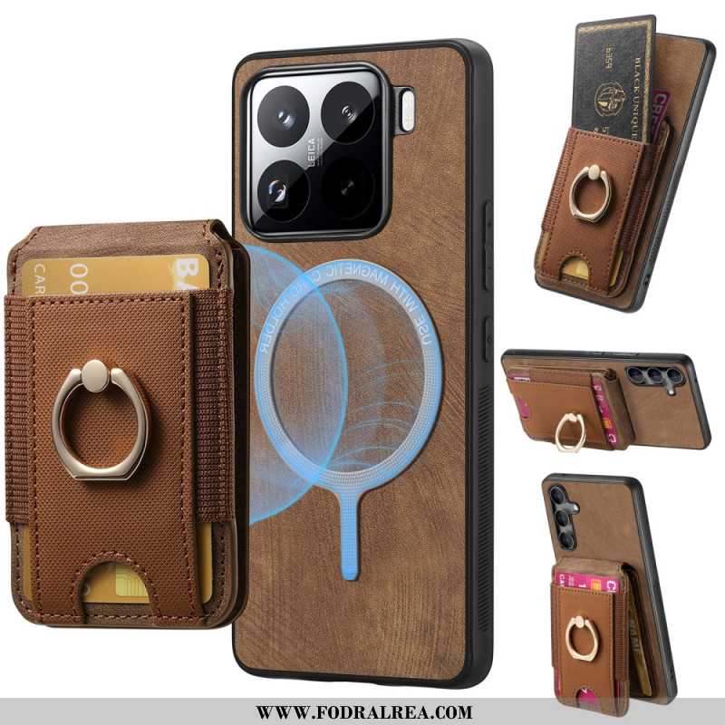 Skal För Xiaomi 15 Avtagbar Korthållare Och Stativ I Mockaeffekt