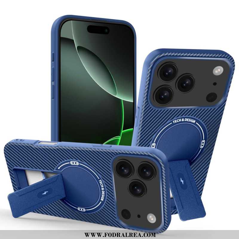 Skal För iPhone 17 Pro Max Kolfiberstruktur Med Stöd