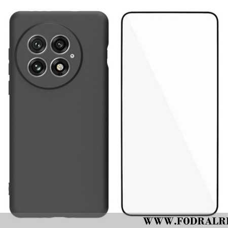 Skal Oneplus 13 2-i-1 Matt Silikonskydd Med Härdat Glas