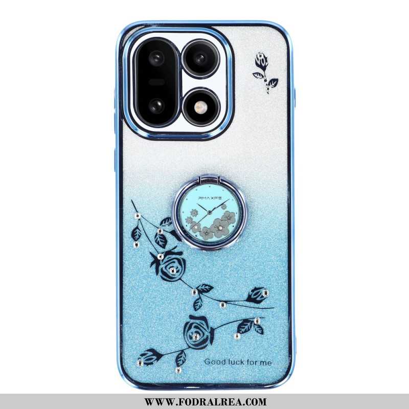 Skal Oneplus 15 Ringhållare Och Glitterblommönster