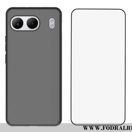 Skal Oneplus Nord 4 Matt Silikon Med Härdad Glasskärm Skydd