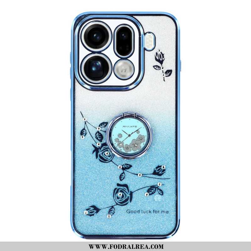 Skal Oppo Find X9 Pro 5g Kadem Ringhållare Med Blommor Och Strass