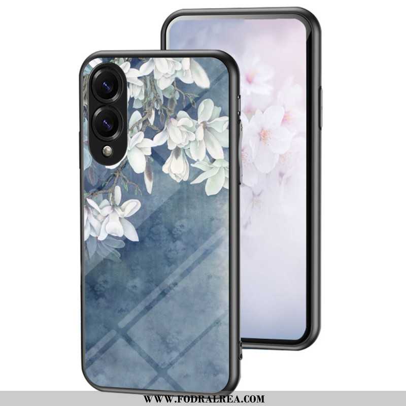 Skal Samsung Galaxy S25 5g Edge Korthållare Med Blommönster I Härdat Glas