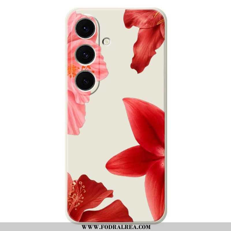Skal Samsung Galaxy S25 Fe Röd Blommig Silikon