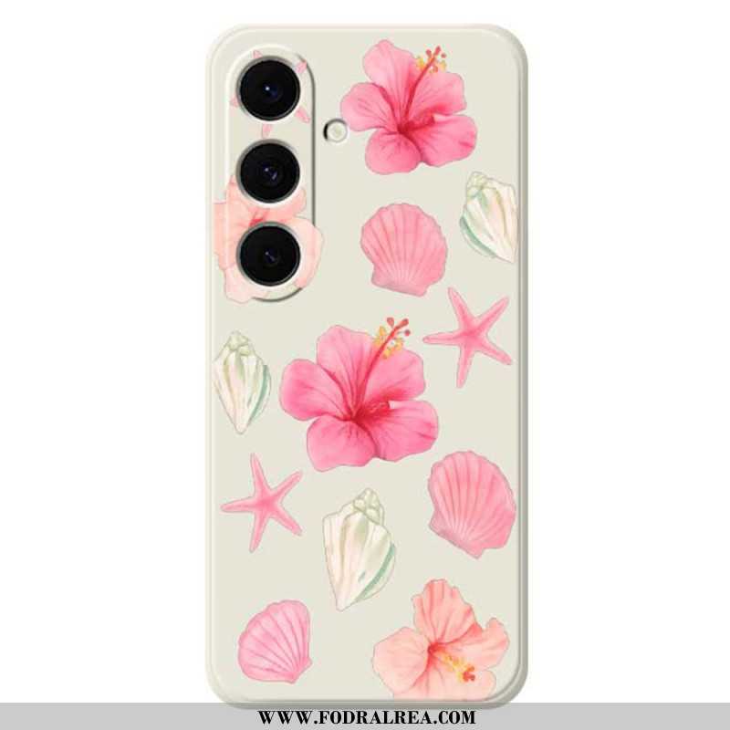 Skal Samsung Galaxy S25 Fe Telefonfodral Blomma- Och Snäcksilikon