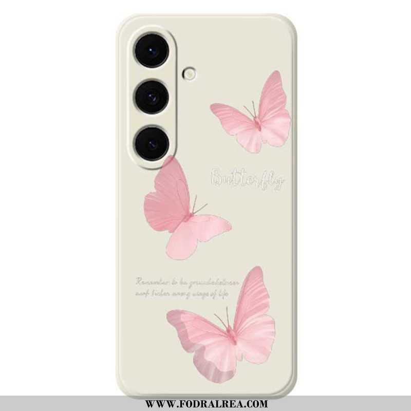 Skal Samsung Galaxy S25 Fe Telefonfodral Rosa Fjärilssilikon