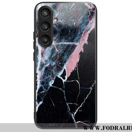 Skal Samsung Galaxy S25 Plus 5g Svart Och Rosa Marmorerat Härdat Glas