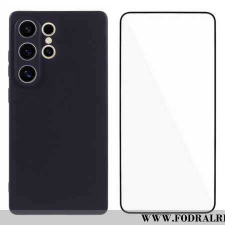 Skal Samsung Galaxy S25 Ultra 5g Matt Silikon Med Skärmskydd I Härdat Glas