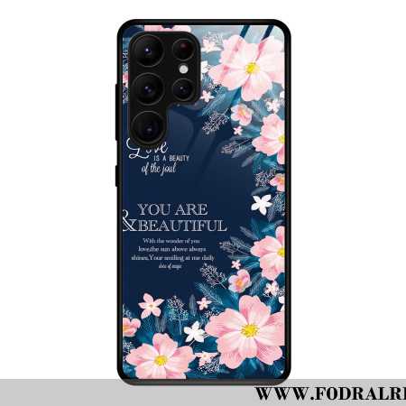 Skal Samsung Galaxy S25 Ultra 5g Telefonfodral Rosa Blommor I Härdat Glas