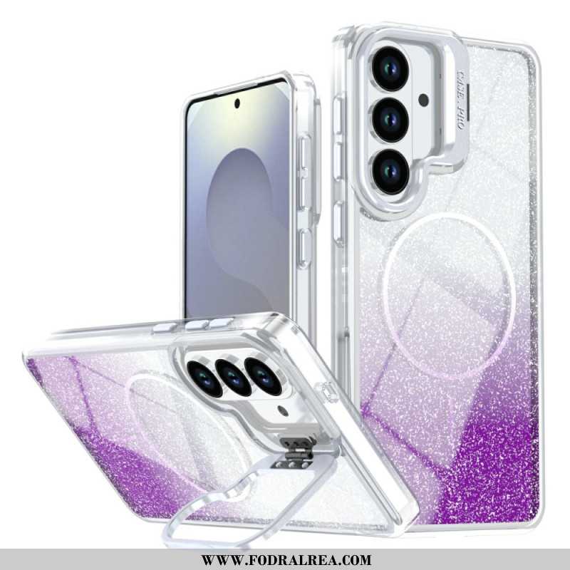 Skal Samsung Galaxy S26 Magnetisk Med Tonad Glitter Och Hopfällbart Stativ
